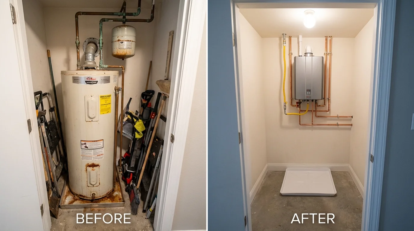Tank water heater versus wall-mounted tankless unit comparison for Brea, CA homeowners