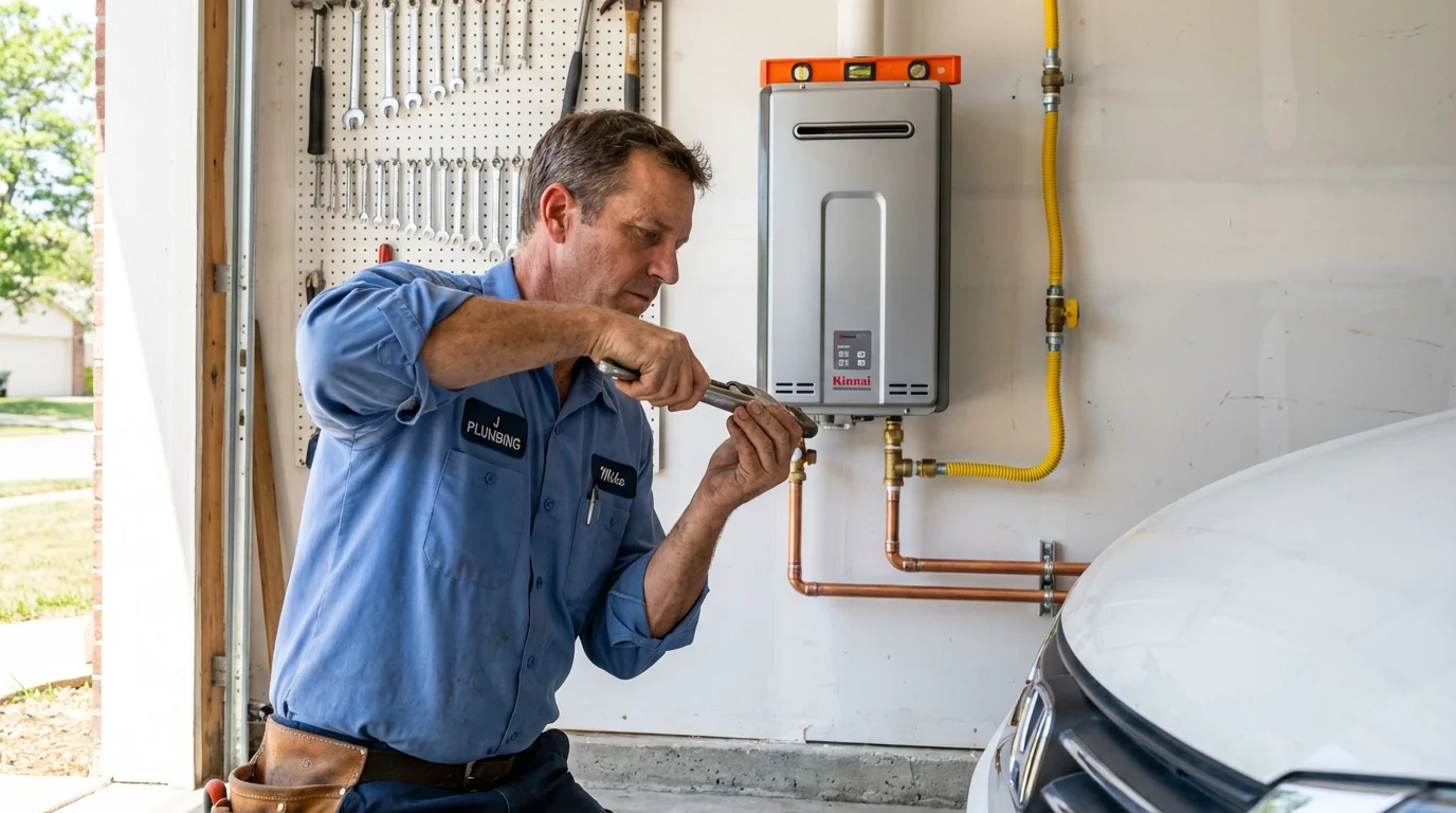 Tankless water heater installation by a Johns Plumbing LLC plumber in Brea